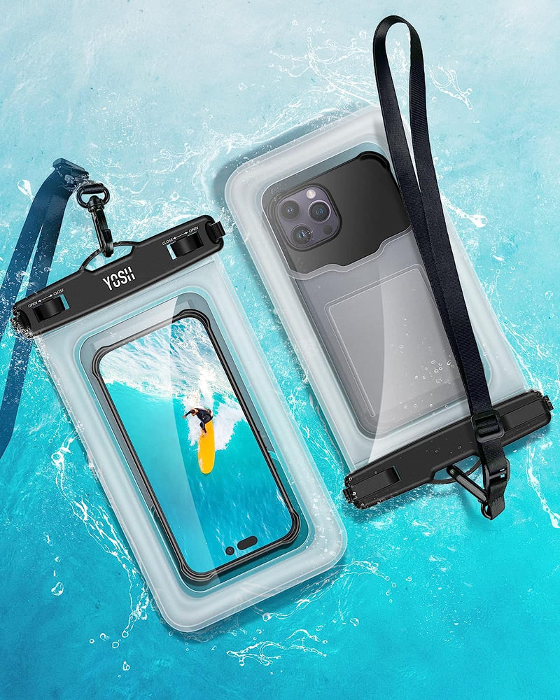 YOSH 2023 IPX8 Waterproof Phone Pouch Floating [Big Phone Friendly], Floatable Waterproof Phone Case for Swimming Adjustable Lanyard for iPhone 14 13 12 11 Pro XS Max Samsung S23 S22 up to 9.0" 2 Pack