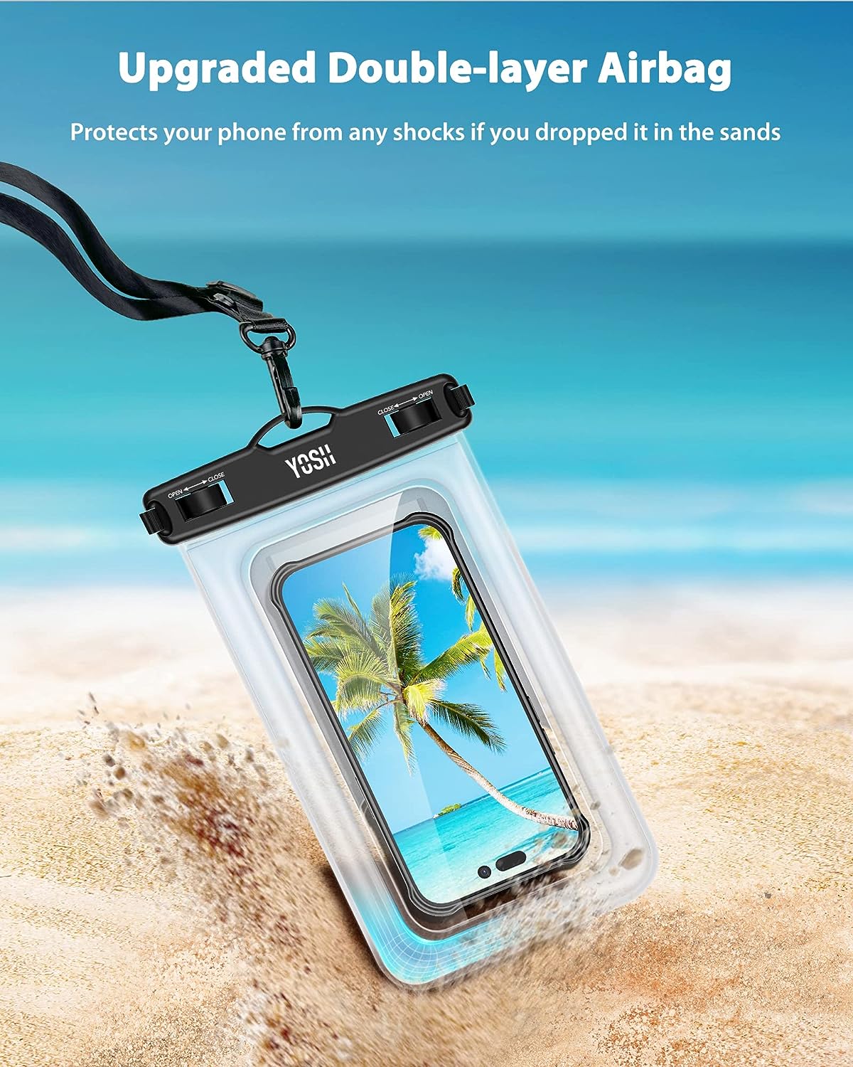 YOSH IPX8 Waterproof Phone Pouch Floating [Big Phone Friendly], Floatable Waterproof Case for Swimming Adjustable Lanyard for iPhone 17 16 15 14 Pro Max Samsung S24 S23 Ultra up to 8.5