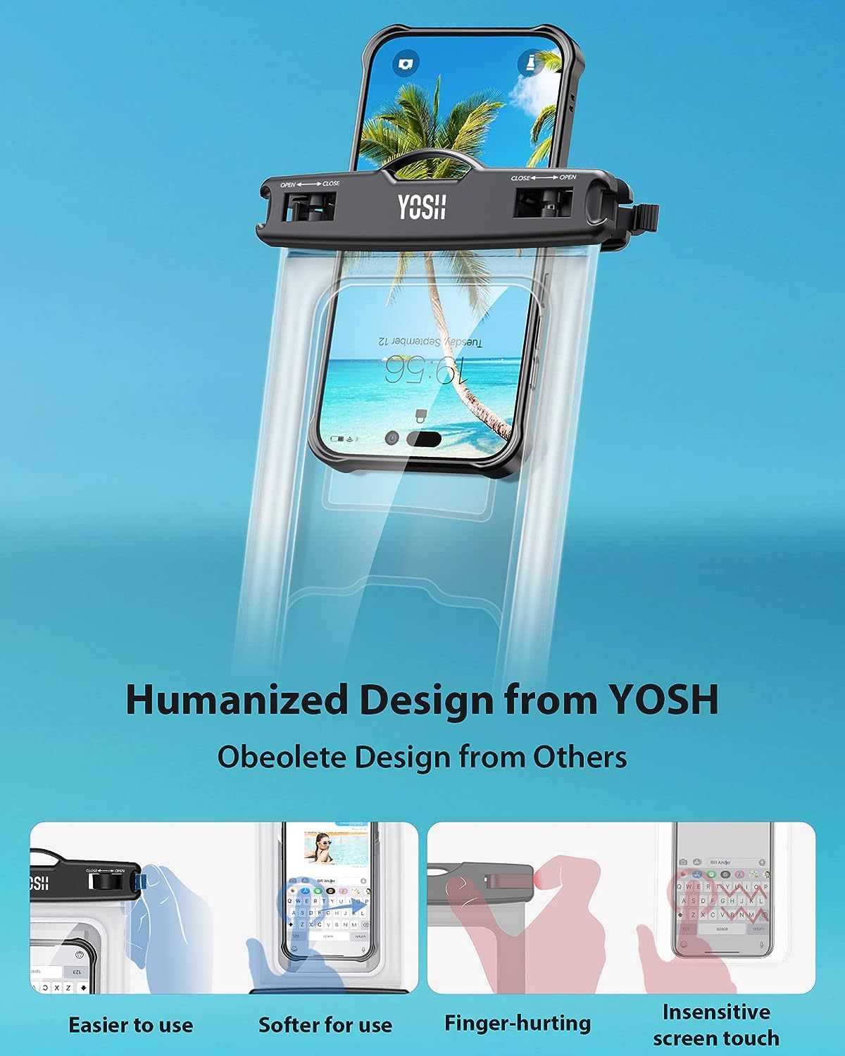 YOSH IPX8 Waterproof Phone Pouch Floating [Big Phone Friendly], Floatable Waterproof Case for Swimming Adjustable Lanyard for iPhone 17 16 15 14 Pro Max Samsung S24 S23 Ultra up to 8.5