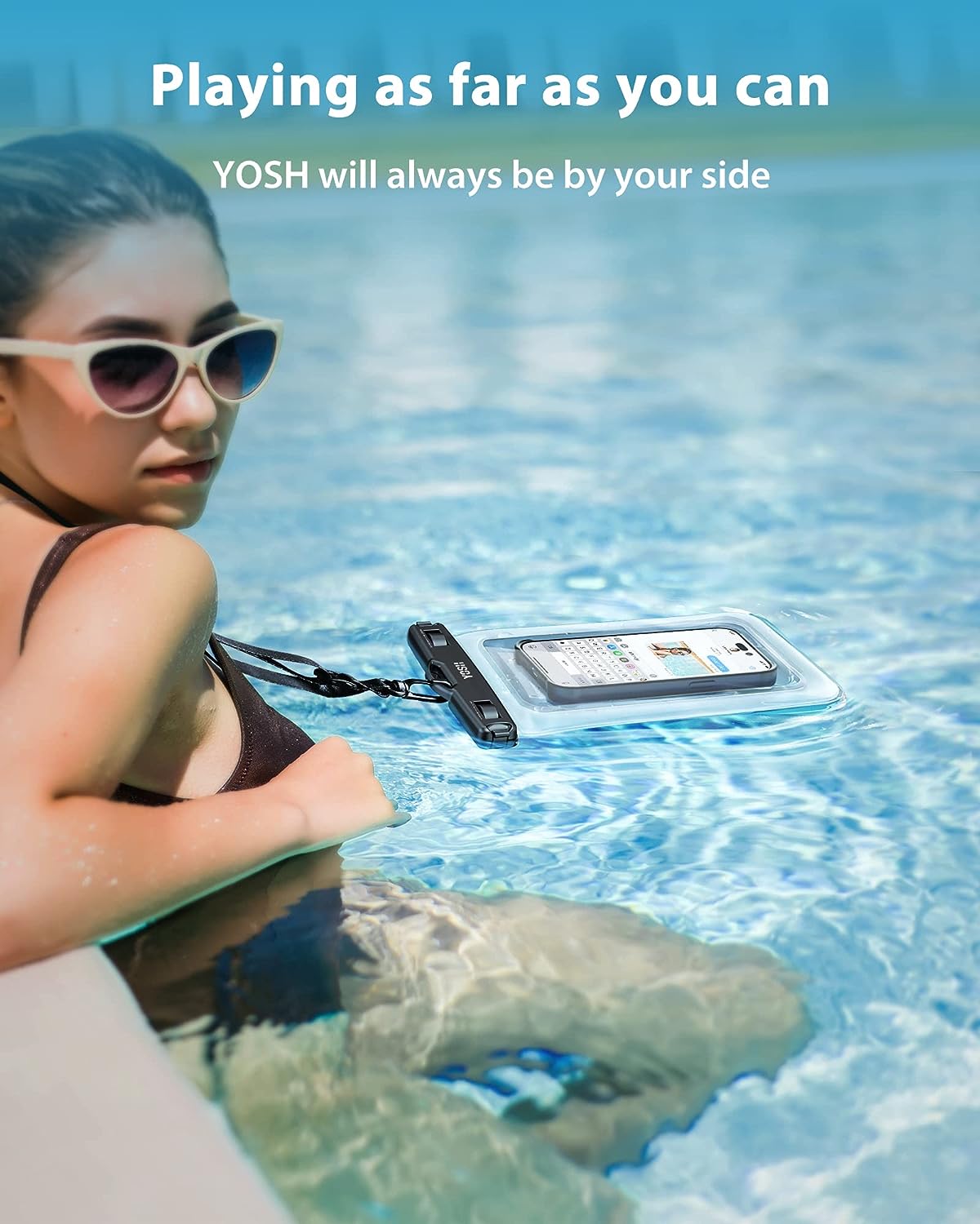YOSH IPX8 Waterproof Phone Pouch Floating [Big Phone Friendly], Floatable Waterproof Case for Swimming Adjustable Lanyard for iPhone 17 16 15 14 Pro Max Samsung S24 S23 Ultra up to 8.5
