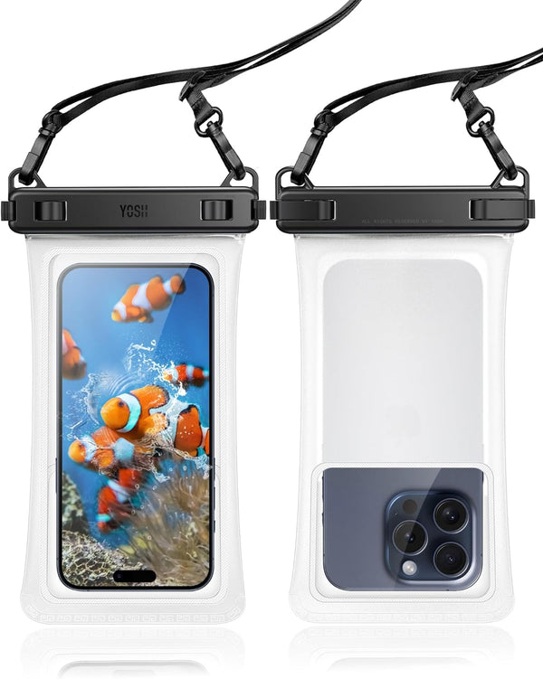 YOSH 2024 Waterproof Phone Pouch [Non-adhesive TPU], 2-Pack IPX8 Waterproof Bag Underwater Phone Case for Swimming, Phone Waterproof Pouch for iPhone 15 14 13 12 11 Samsung Xiaomi Huawei Up to 8.0"