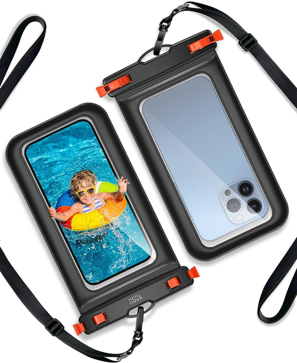 YOSH 2023 TPU Waterproof Phone Pouch with Emergency Survival Whistle, IPX8 Underwater Phone Case Bag for Swimming Adjustable Lanyard for iPhone 14 13 12 11 Pro Max Samsung S23 S22 S9 up to 6.8" 2 Pack