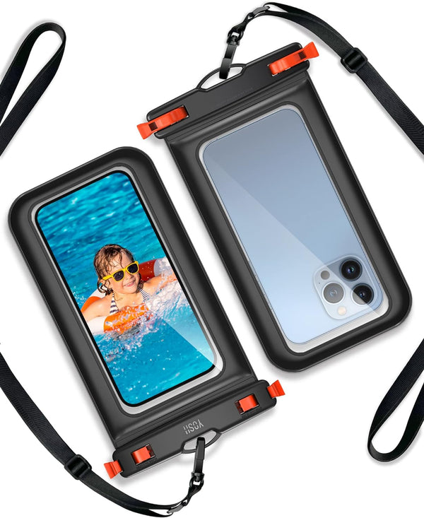 YOSH 2023 Waterproof Phone Pouch with Emergency Survival Whistle, IPX8 Waterproof Phone Case Bag for Swimming with Adjustable Lanyard for iPhone 14 13 12 11 Pro Max Samsung S23 S22 up to 6.8" 2-Pack