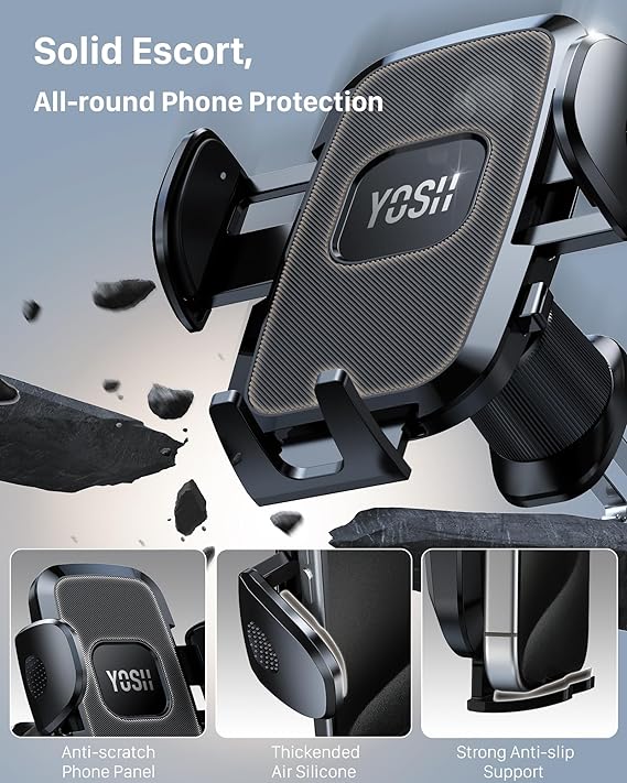 YOSH Car Phone Holder with Double Lock Metal Hook, 2024 Air Vent Mobile Phone Car Mount, Phone Holder for Cars, Super Stable Big Phone Friendly for iPhone 16 15 14 13 12 Pro Max Samsung S24 S23 Pixel