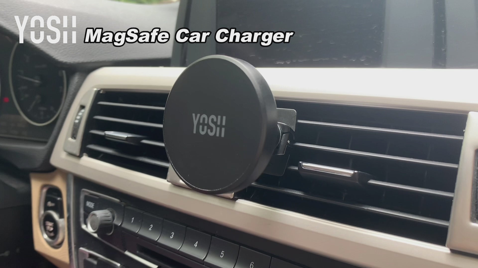 YOSH Mag-Safe-Autoladegerät-Halterung, 15 W schnellstes Laden und 16 x N52-Magnete. Neues magnetisches kabelloses iPhone-Autoladegerät mit Entlüftung, perfekt für die iPhone-Serien 15/14/13/12 und MagSafe-Hülle mit Doppelverriegelungsclips 