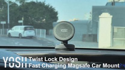 YOSH Magsafe Car Mount Charger, 15W Fast Charging [Nano Gel & Vacuum Suction Cup] Magnetic Wireless Car Charger, Magnetic Holder for iPhone 17-12 Series & All Phones with Included Metal Ring