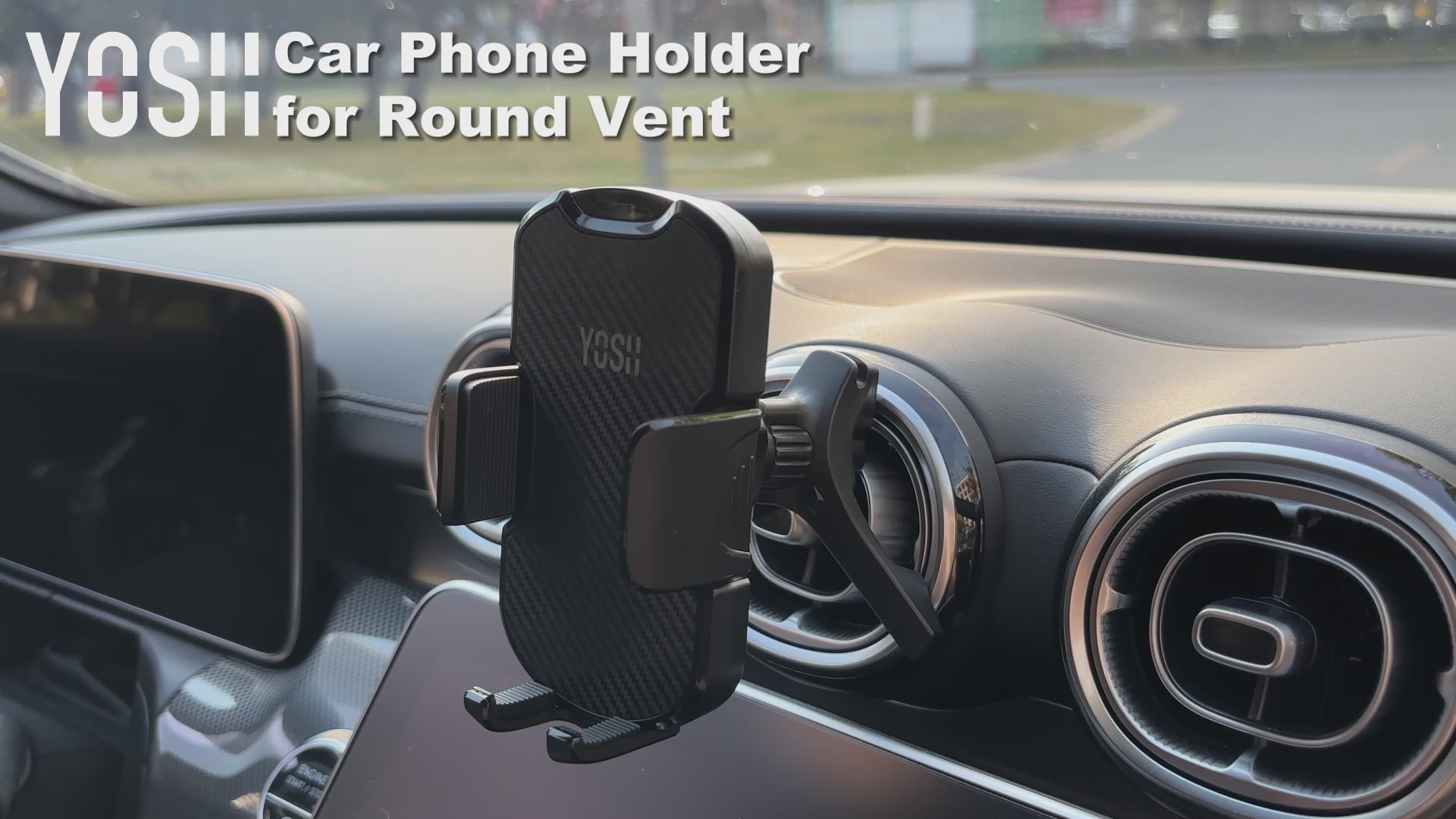 YOSH 2024 Auto-Telefonhalterung, runder Lüftungsschlitz-Telefonhalter für kreisförmige Entlüftung, drehbarer Metallhaken und Dreiecksstütze, stabile Handyhalterung für iPhone, Samsung, Mercedes, Audi, BMW, Ford, Mini Cooper 