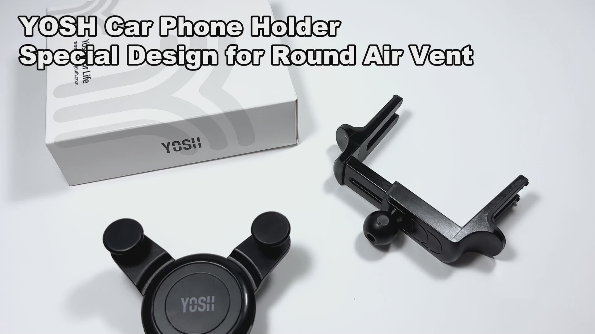 YOSH Mercedes Phone Holder for Mercedes Benz A/C Class A180/200 C180/200/260/300, GLB/GLC, Audi A1, Reinforced Car Phone Holder Spring Clip for Round Air Vent, Circular Vent Cradle for iPhone Samsung