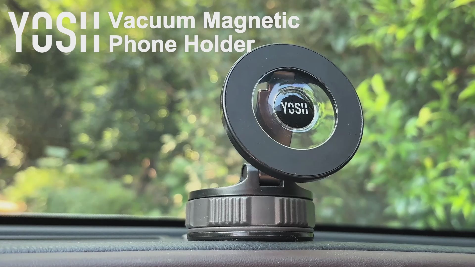 YOSH Magsafe Car Mount, Vacuum Magnetic Phone Holder, N55 Magnets & Upgraded [Nano Gel+TPU] Suction for Dashboard, Rotatable & Foldable, for iPhone 17 16 15 14 13 12 Samsung Pixel