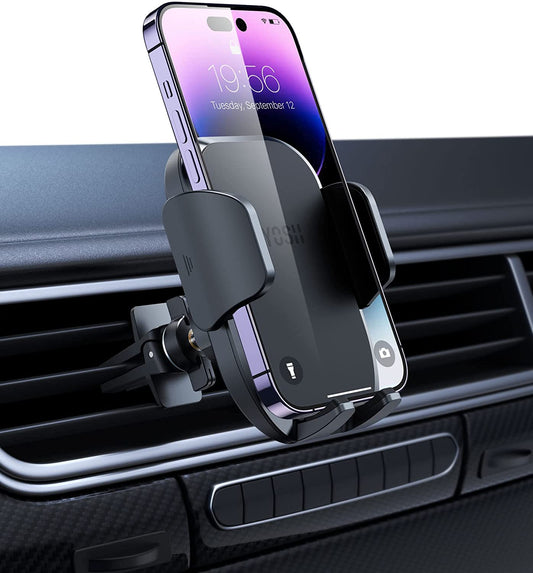 YOSH Car Phone Holder Air Vent, Phone Holder for Cars with Memory Function & Double-Lock Clips, Upgraded Materials iPhone Mount, 360° Adjustable Cradle for iPhone Samsung etc