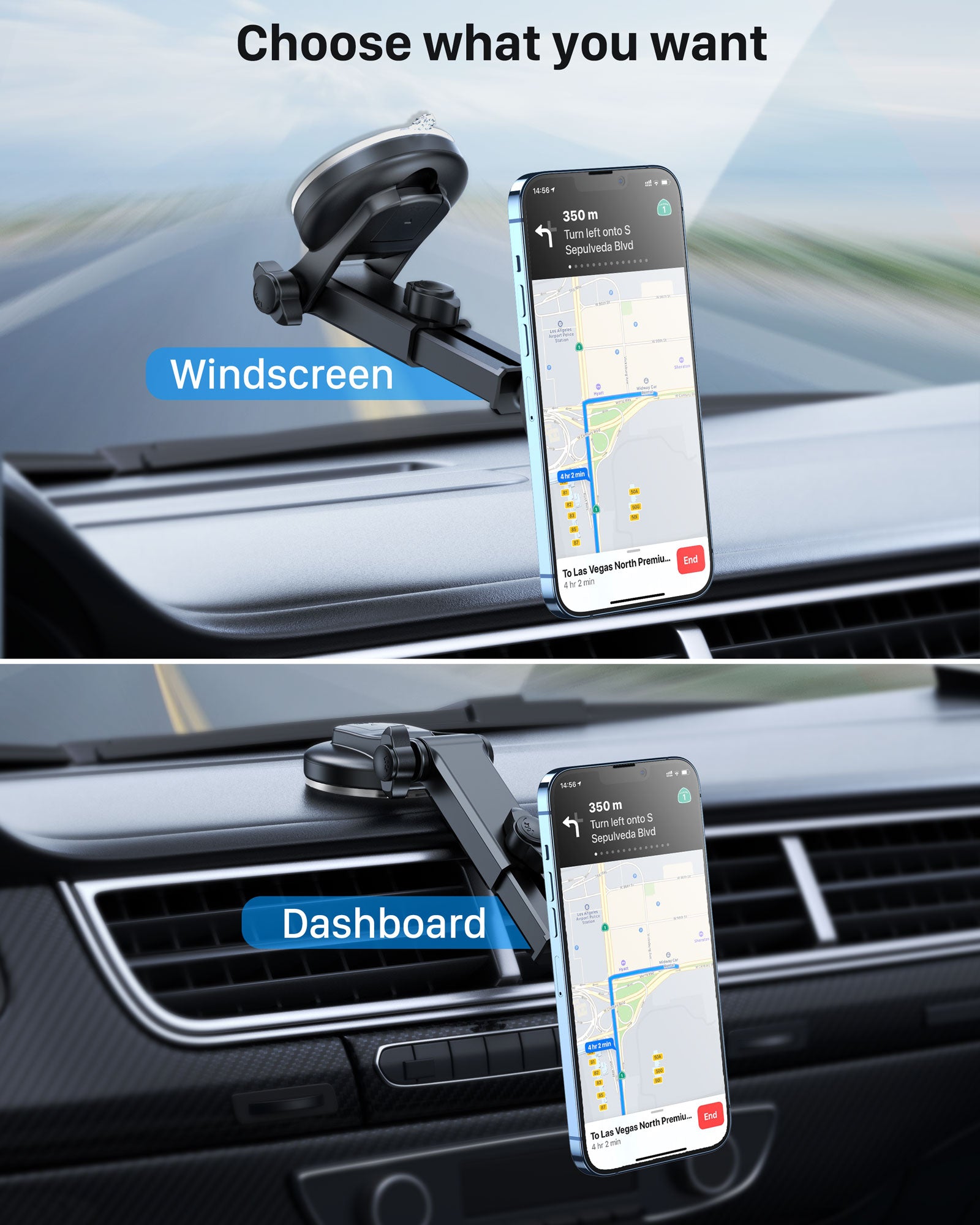 YOSH 2024 Dashboard Magnetic Phone Car Mount, Upgraded Newest Magnets & Super Stable Heat Proof Suction Cup for Windscreen, Car Phone Holder for Cars for iPhone Samsung Huawei Xperia Xiaomi