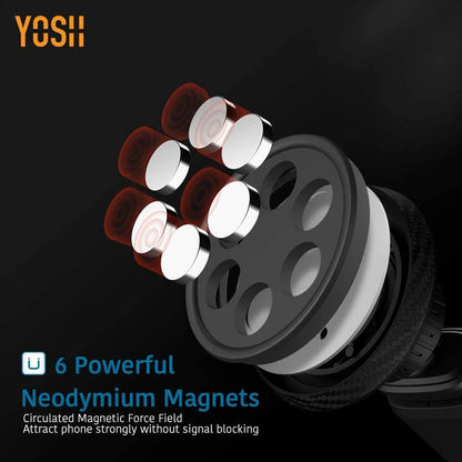 YOSH Magnetic Phone Car Mount for Dashboard & Windscreen, 360°Rotation with 6 Strong Magnets & Washable Sticky Suction Cup, Adjustable Car Phone Holder Cradle for iPhone 16 15 14 13 12 Samsung Huawei