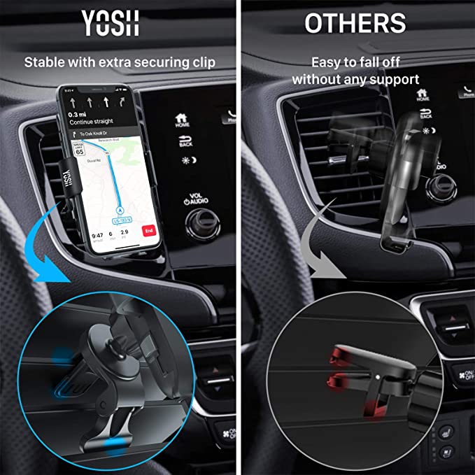 YOSH Wireless Car Charger Mount, Qi 10W/7W Fast in Car Charging Automatic Sensor Phone Holder Air Vent for iPhone 13 12 11 pro max XS XR X Huawei P30 P20 Mate 20 Samsung S20 Ultra S20 S10 etc.