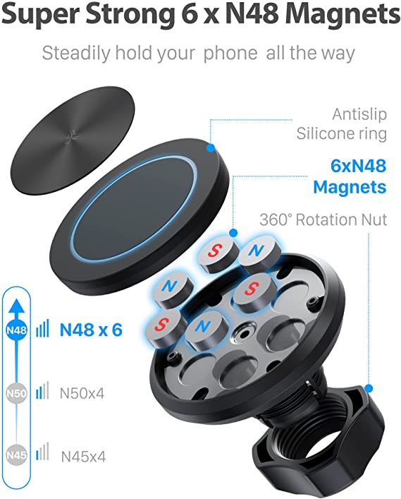 YOSH Magnetic CD Slot Car Phone Holder, 360° Rotation Mobile Phone Mount for Car with Strong Magnets, Easy-to-install Car Phone Cradle for iPhone 11 Pro Max XR XS Max X 8 Samsung Huawei Xiaomi etc.