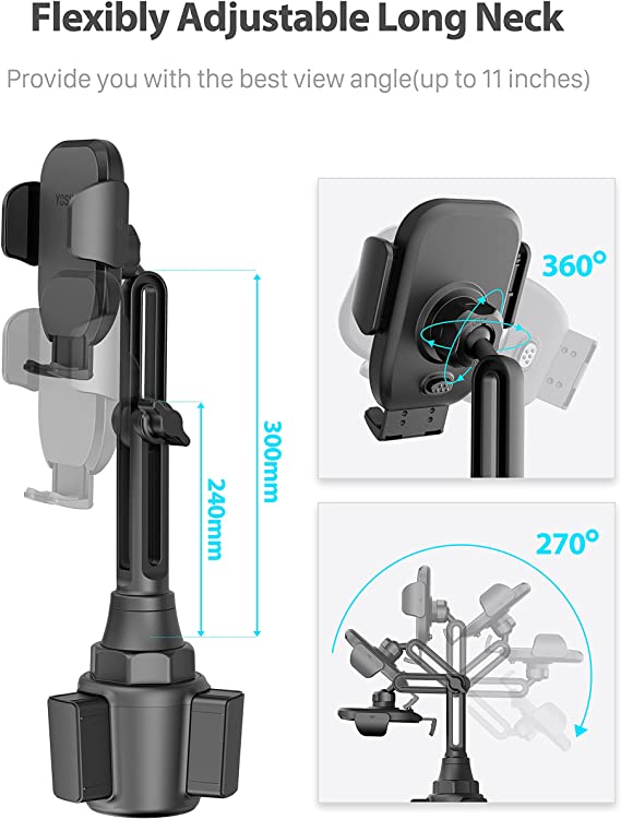 YOSH 2023 Autotelefonhalter, Getränkehalter-Telefonhalterung mit Speicherfunktion, 360° drehbar, iPhone-Autotelefonhalterung mit verstellbarem langem Hals, Getränkehalter für Auto, Audi, BMW, Mini, Cooper, Berlingo, Smart 453 