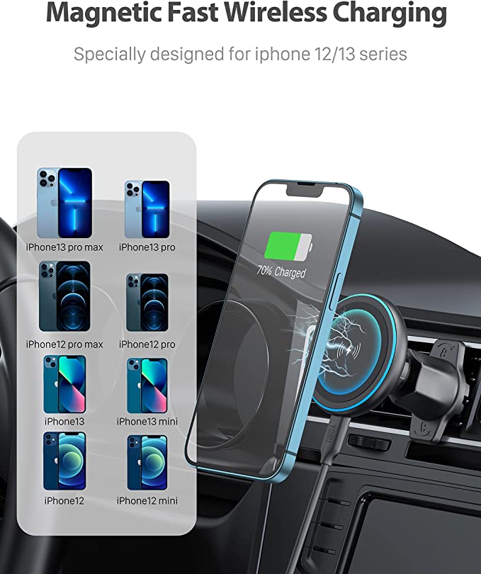 YOSH MagSafe Wireless Fast Charging Air Vent Car Phone Holder