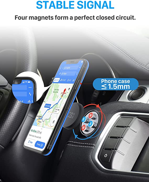 YOSH Mini Magnetic Car Phone Holder, Hands Free Magnet Phone Mount for Car Dashboard, Wall Phone Mount, Easy-to-use Phone Cradle for iPhone 11 X 8 7 6s Plus Samsung S20 S10 Huawei etc. 2-Pack